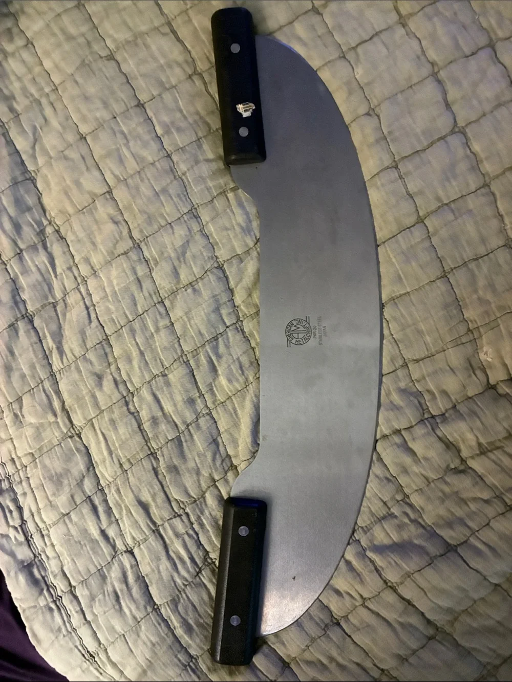 Double-Handled Rocking Herb and Vegetable Knife - Black Handles